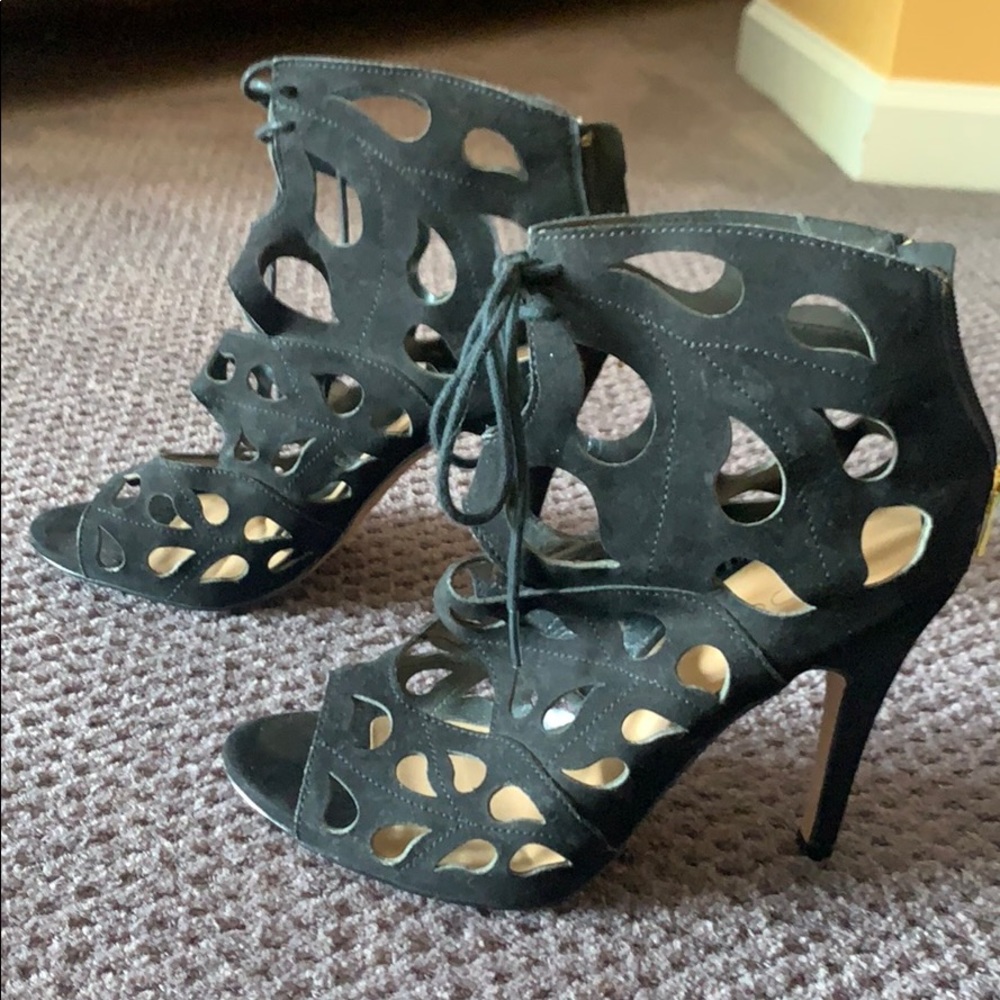 Aldo black lace up heels